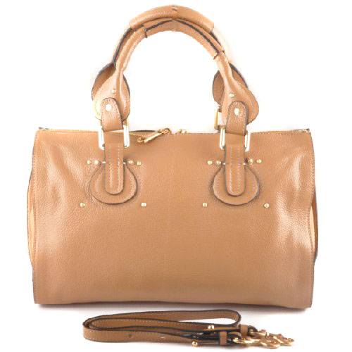 Chloe Aurore Leather Duffel Bag Sand