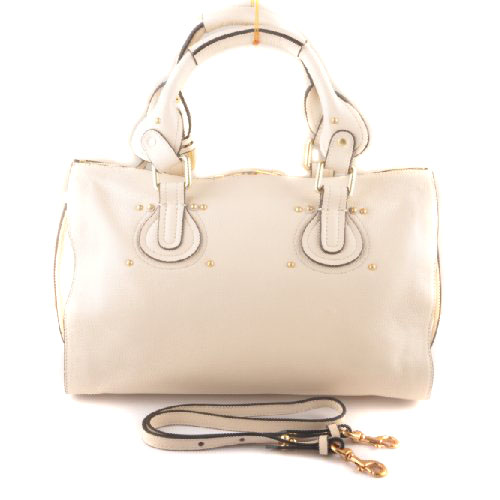 Chloe Aurore Leather Duffel Bag White