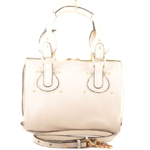Chloe Aurore Leather Small Duffel Bag White